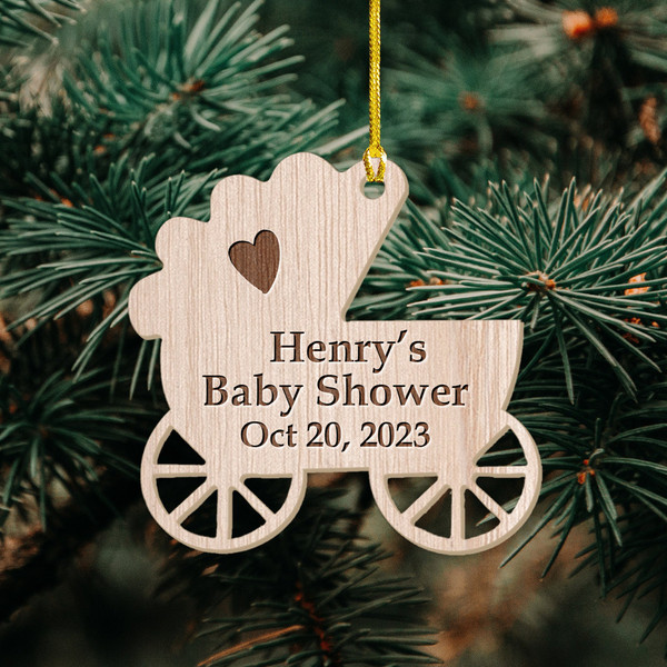 Custom Wood Baby Shower Ornament, Personalized Newborn Keepsake, Ideal Christmas Gift for Parents and Baby, Christmas Tree Hanging Xmas Gift - 3.jpg