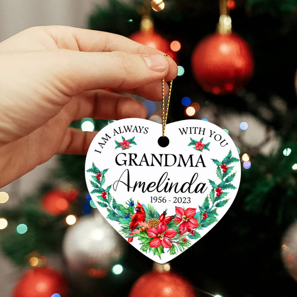 Grandma Red Cardinal Christmas Ornament, Personalized Red Cardinal Christmas Ornament 2022, Custom Red Cardinal Memorial Ornament - 2.jpg