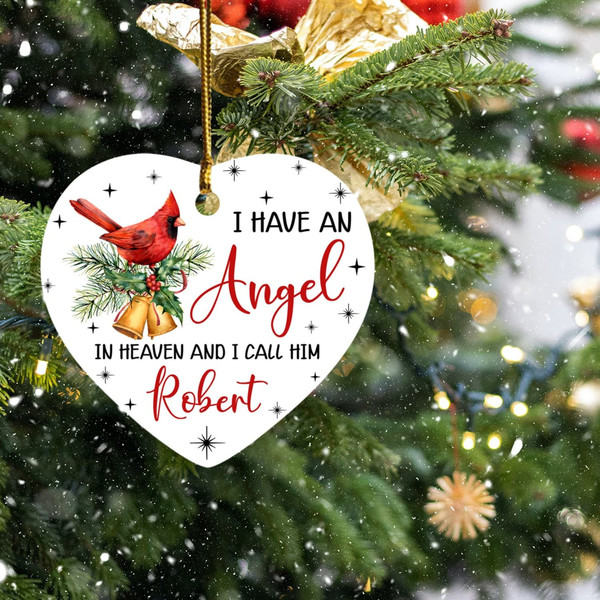 I Have an Angel Red Cardinal Ornament, Personalized Red Cardinal Christmas Ornament, Custom Cardinal Memorial Ornament, Cardinal Ornament - 6.jpg