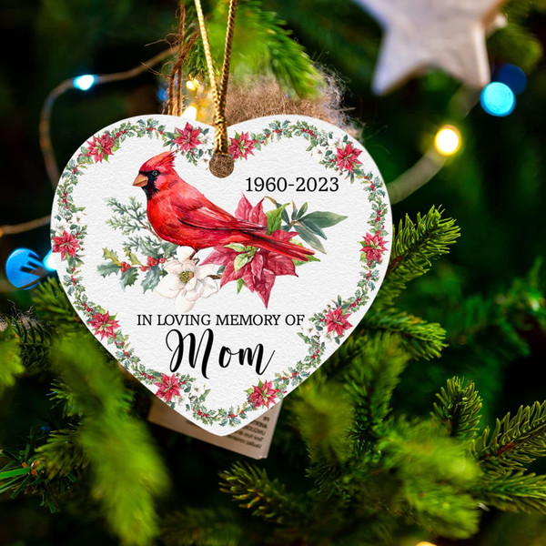 in Loving Memory of Mom Red Cardinal Ornament, Personalized Red Cardinal Christmas Ornament 2023, Custom Cardinal Memorial Ornament - 5.jpg