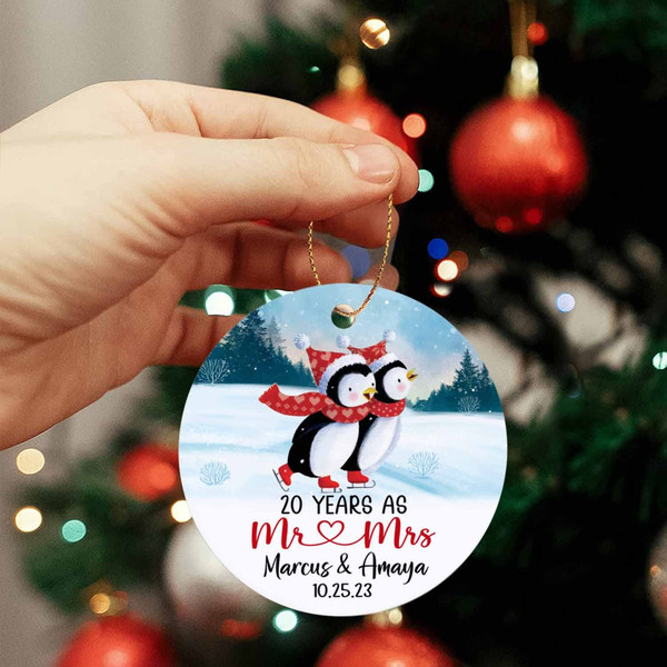 Penguin 20 Years As Mr  Mrs Christmas Ornament, Personalized Mr Mrs Christmas Ornament, Wedding Gift, Christmas Ornament, - 2.jpg