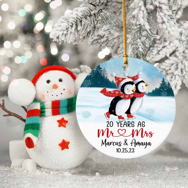 Penguin 20 Years As Mr  Mrs Christmas Ornament, Personalized Mr Mrs Christmas Ornament, Wedding Gift, Christmas Ornament, - 3.jpg