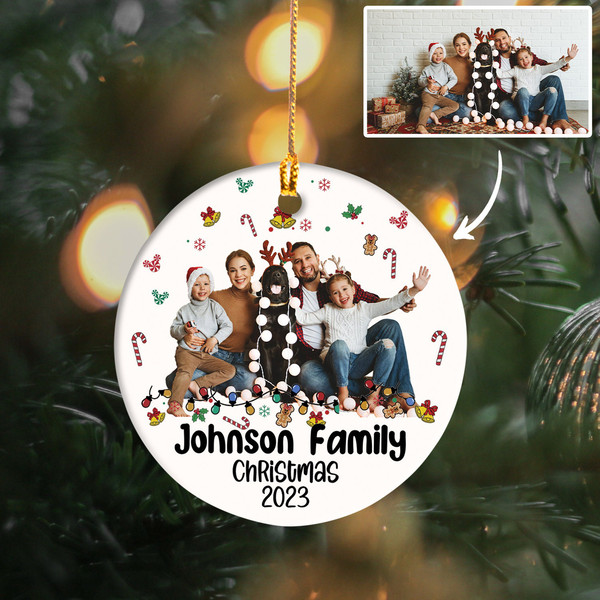 Personalized Family Photo Ornament 2023, Christmas Lights Keepsake, Friends Gift, Family Xmas Gift, Present for Mama, Dad, Grandpa, Grandma - 2.jpg