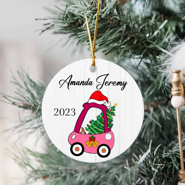 Personalized Pink Truck Christmas Ornament 2022, Baby's First Christmas Ornament Car - VAPCUFF, Custom Baby Girls Truck Ornament Gift - 6.jpg