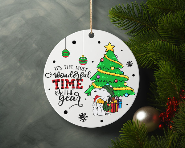 It's The Most Wonderfull Time Of The Year Christmas Ceramic Ornament Home Decor Christmas Round Ornament - 5.jpg