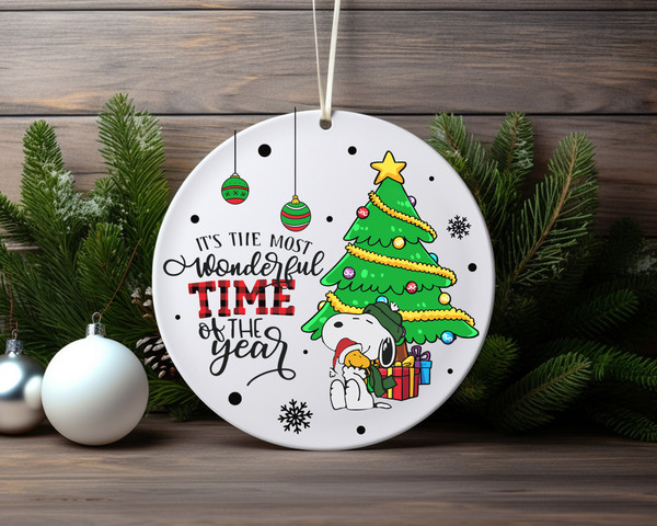 It's The Most Wonderfull Time Of The Year Christmas Ceramic Ornament Home Decor Christmas Round Ornament - 6.jpg