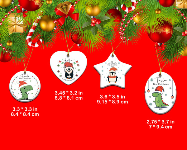 Personalized Couple Christmas Sock Ceramic Ornament Home Decor Christmas Round Ornament - 2.jpg