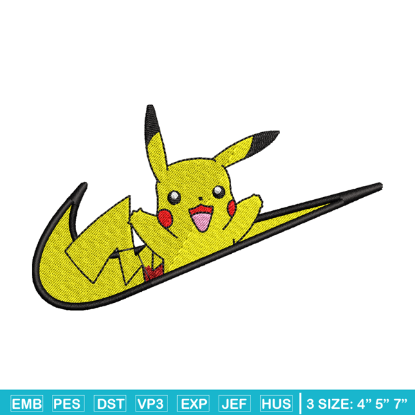 Nike Pikachu embroidery design, Pokemon embroidery, Nike design, anime design, anime shirt, Digital download.jpg