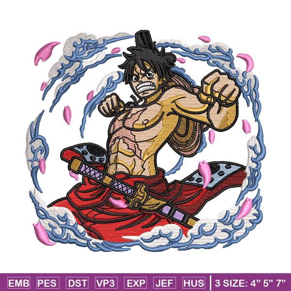 Luffy Gear 5 Style Embroidery Design – Anime One Piece Cool