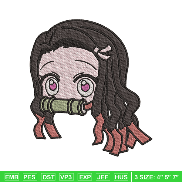 Nezuko head embroidery design, Nezuko embroidery, Embroidery shirt, Embroidery file, Anime design, Digital download.jpg