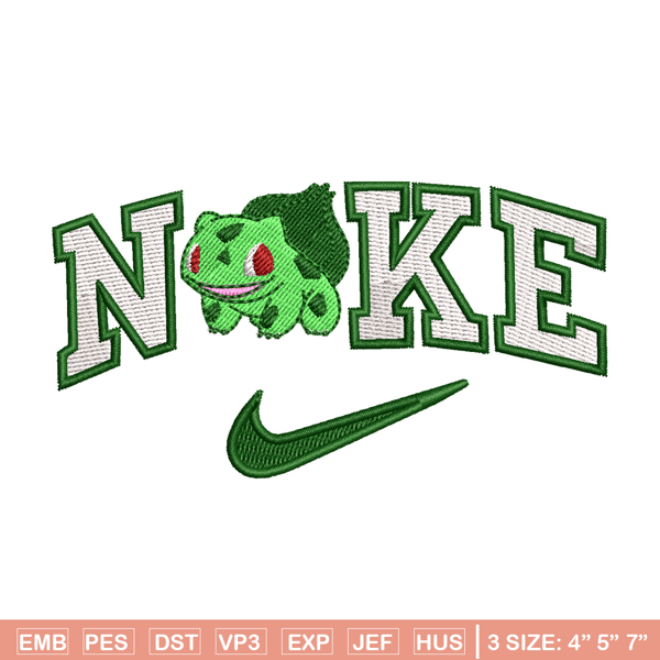 Nike bulbasaur embroidery design, Pokemon embroidery, Nike design, Embroidery shirt, Embroidery file,Digital download.jpg