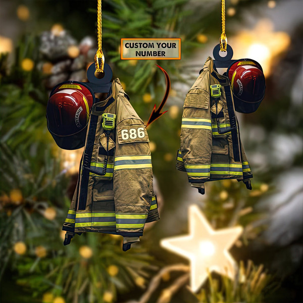 Costume Firefighter Personalized Christmas Ornament, Custom Firefighter Ornamen, Firefighter Gift, Christmas Gift, Fireman Ornament - 1.jpg