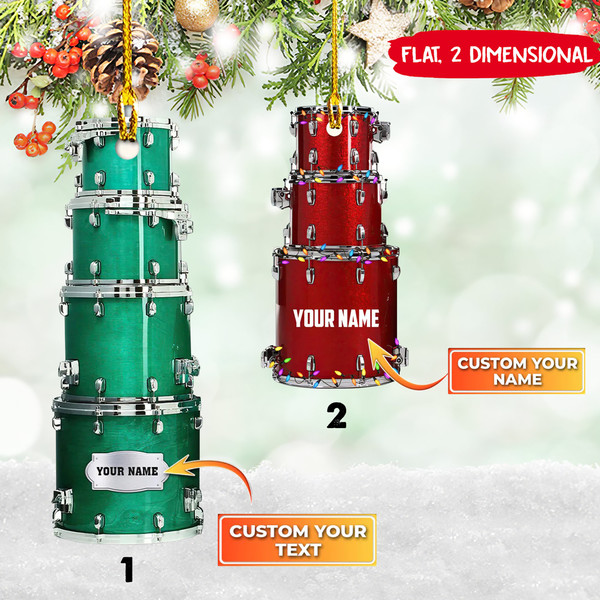 Drum 2D Christmas Ornament, Drummer Ornament, Christmas Drum Set - 1.jpg