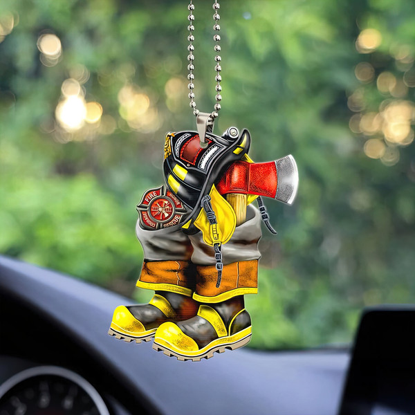 Firefighter Car Ornament, Personalized Firefighter Armor, Custom Flat Acrylic Car Ornament, Firefighter Gift - 1.jpg