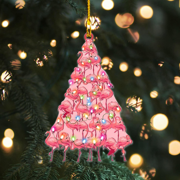 Flamingo Christmas Tree Ornament, Cute Flamingo Ornament For Flamingo Lovers, Christmas Tree Decor Hanging Ornament, Flamingo Lover Ornament - 1.jpg