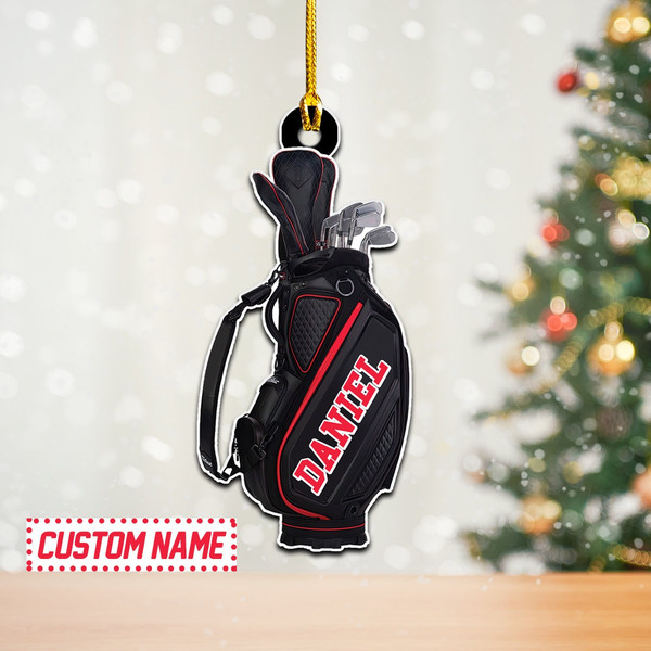 Golf Bag Christmas Ornament, Golf Lover Gift, Custom Golf Flat Ornament, Golfer Christmas Gift - 1.jpg