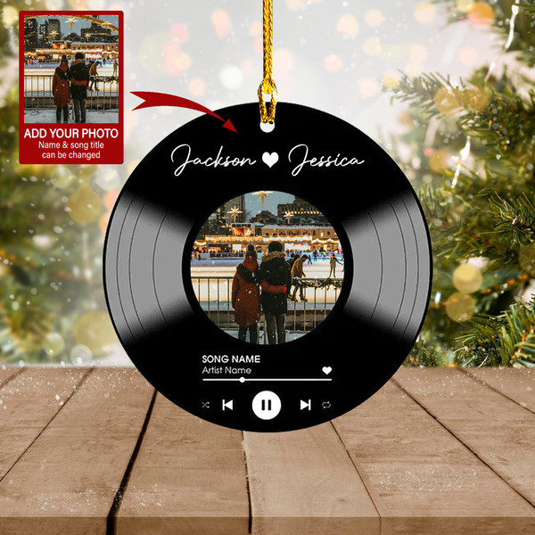 Personalized Christmas Vinyl Ornament, Custom Photo Name And Song Ornament, Family Friend & Lovers Christmas Gift - 1.jpg