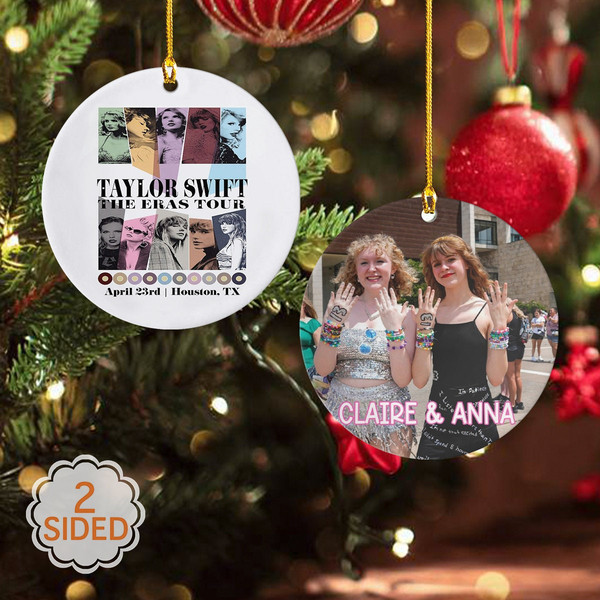 Taylor Swift Eras Ornament Custom Photo Concert Tour 2023 2 Sided