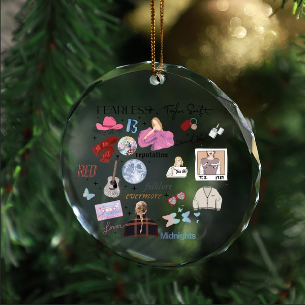 Taylor Swift Glass Ornament 2023, Vintage Taylor The Eras To