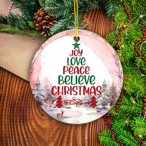 Joy Love Peace Believe Christmas Ornament, Christmas Tree Ornament, Party Decor Ornament, Merry Christmas Ornament, Christmas Gift - 1.jpg