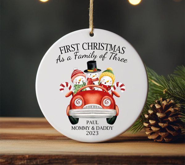 Personalized Family Keepsake, New Baby 2023,Ornament Gift, First Christmas As A Family Of Three Ornament, Family of Three Christmas Ornament - 4.jpg