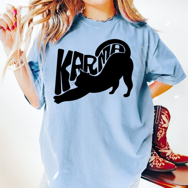 Karma Tshirt, Karma is a cat Merch Shirt, Midnights Album Shirt, Swiftie Gift For Her, The Eras Tour Shirt - 4.jpg