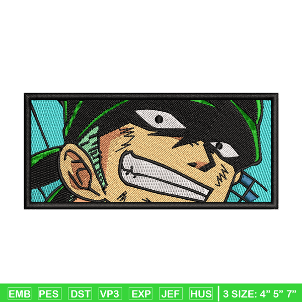 Roronoa Zoro smile embroidery design, One Piece embroidery, embroidery file, anime design, anime shirt, Digital download.jpg