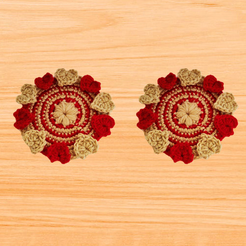a crochet round hearts coaster pattern