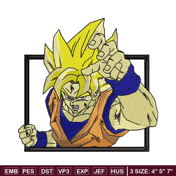 Goku ssj box embroidery design, Dragonball embroidery, Anime design, Embroidery shirt, Embroidery file,Digital download.jpg