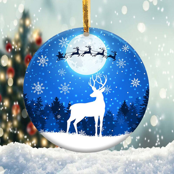 Christmas Deer Night Ornament Png, Round Christmas Ornament, PNG Instant Download, Xmas Ornament Sublimation Designs Downloads - 1.jpg