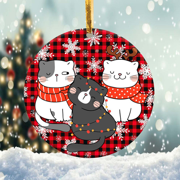 Christmas Funny Cats Ornament Png, Round Christmas Ornament, PNG Instant Download, Xmas Ornament Sublimation Designs Downloads - 1.jpg