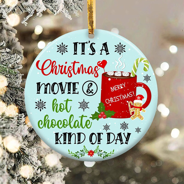 Christmas Movies and Hot Chocolate Ornament Png, Round Christmas Ornament, PNG Instant Download, Xmas Ornament Sublimation Designs Downloads - 1.jpg