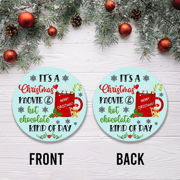 Christmas Movies and Hot Chocolate Ornament Png, Round Christmas Ornament, PNG Instant Download, Xmas Ornament Sublimation Designs Downloads - 3.jpg