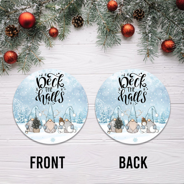 Deck the Halls Gnome Ornament Png, Round Christmas Ornament, PNG Instant Download, Xmas Ornament Sublimation Designs Downloads - 3.jpg