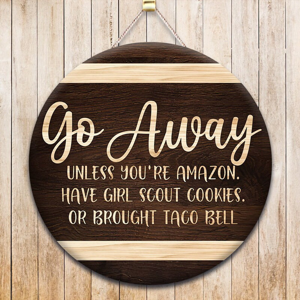 Go Away Have Girl Scout Cookies Round Door Hanger PNG, Wood Door Hanger Sublimation Design, Round Sign PNG, Digital Download - 1.jpg
