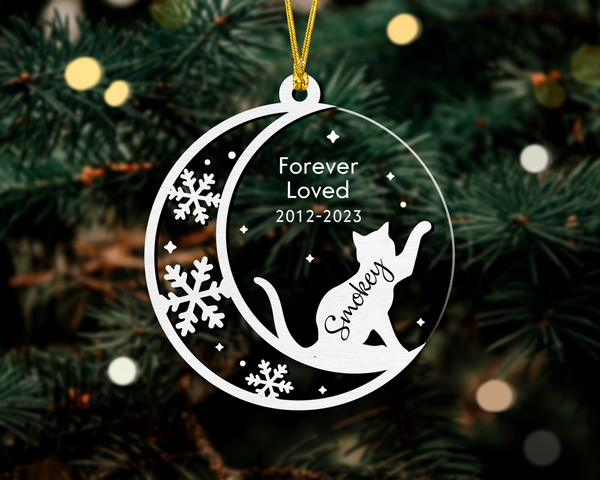 Cat Memorial Ornament, Custom Cat Ornament, Cat Loss Ornament, Forever Loved, Pet Memorial Ornament, Pet Sympatthy Gift, Cat Mom Gift - 4.jpg