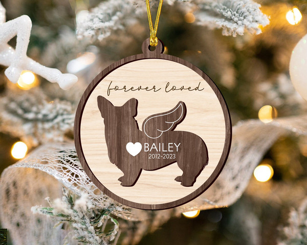 Custom Dog Shape Memorial Ornament, Pet Memorial Ornament, Dog Loss Ornament, 2 Layer Ornament, Forever Loved, Pet Loss Ornament, Dog Mom - 4.jpg