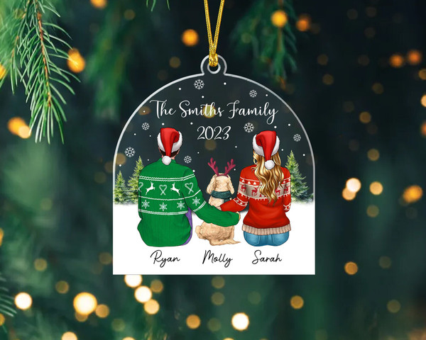 Custom Family with Pets Ornament, Couple with Dogs Ornament, Couple Family Ornament, Family Christmas Ornament, Custom Dog Ornament - 1.jpg