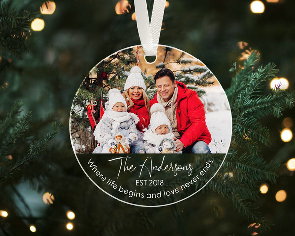 Custom Photo Ornament, Family Photo Ornament, Family Christmas Ornament, Picture Ornament, Picture Ornament, Where Life Begin Love Never End - 2.jpg