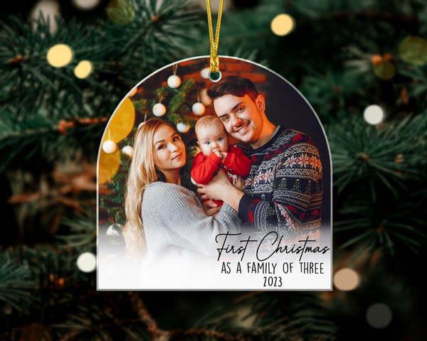 Custom Photo Ornament, First Christmas As A Family of 3, Family of Three Ornament, Picture Ornament, Baby Photo Ornament, Christmas Keepsake - 2.jpg