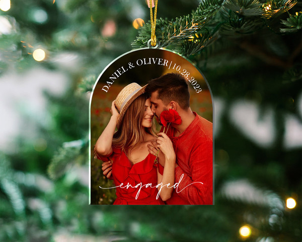 Engaged Ornament, Custom Photo Ornament, Couple Photo Ornament, Engagement Gifts for Couple, Married Ornament, Couple Ornament, Couple Gifts - 5.jpg