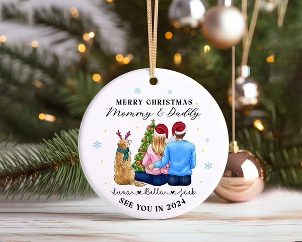 Merry Christmas Mommy Daddy See You in 2024, Pregnancy Ornament, Expecting Parents Ornament, Pregnancy Announcement, Baby Ornament - 1.jpg