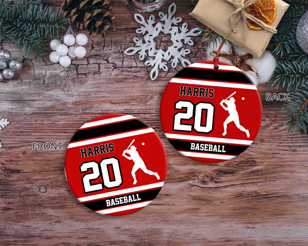 Personalized Baseball Christmas Ornament, Custom Baseball Batter Picher Catcher Ornament, Sports Ornament, Baseball Team Keepsake, Xmas Gift - 4.jpg