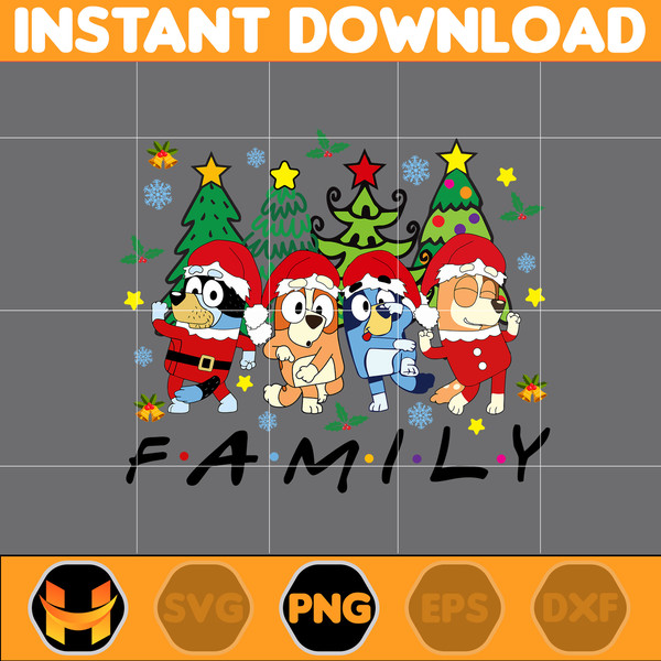 Christmas Family Shirt Design Png, Blue Dog Family Png, Christmas Cartoon Png, Design Files for Sublimation, Digital File (5).jpg