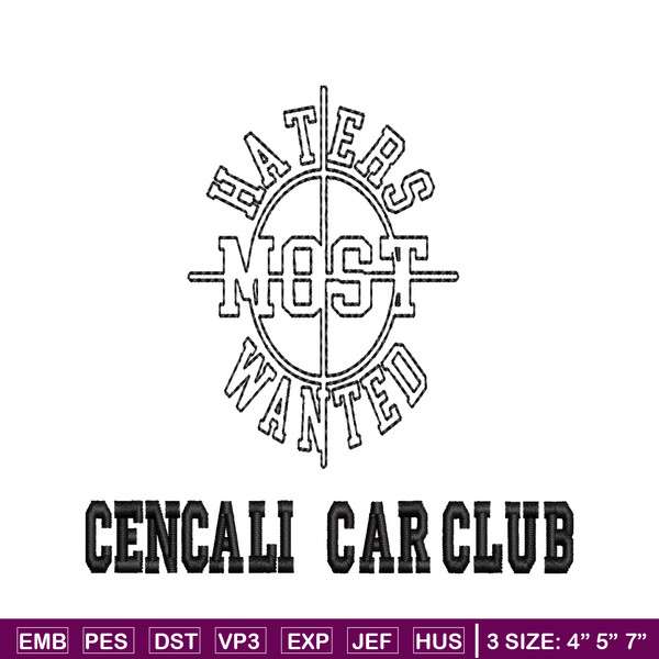Cencali car club embroidery design, Cencali car club embroidery, logo design, embroidery file, Digital download..jpg
