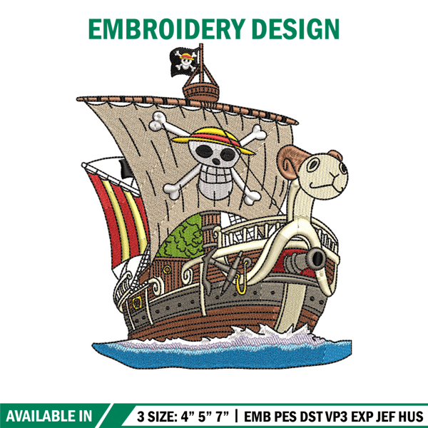 Going merry embroidery design, One piece embroidery, Anime design, Embroidery shirt, Embroidery file, Digital download.jpg