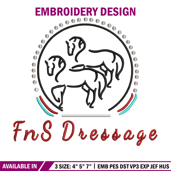 FnS Dressage embroidery design, Logo embroidery, Embroidery file, Embroidery shirt, Emb design, Digital download.jpg