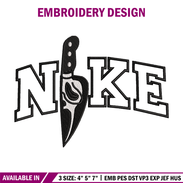 Ghostface Nike embroidery design, Ghostface embroidery, horror design, Embroidery file, nike shirt, Instant download.jpg