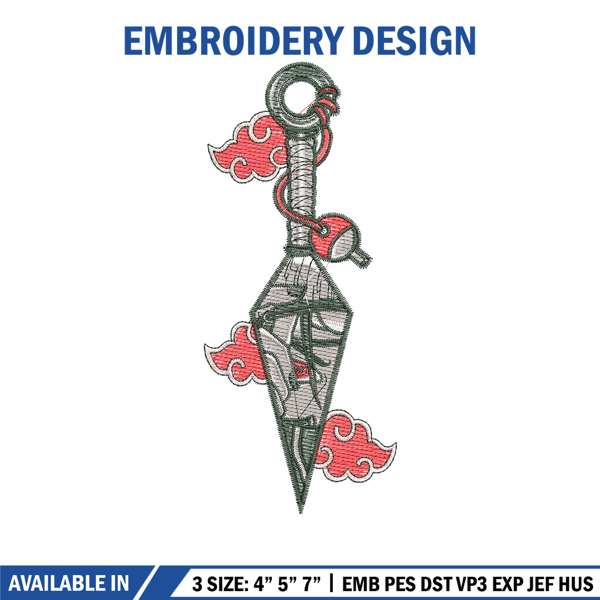 Itachi kunai embroidery design, Naruto embroidery, Embroidery shirt, Embroidery file, Anime design, Digital download.jpg