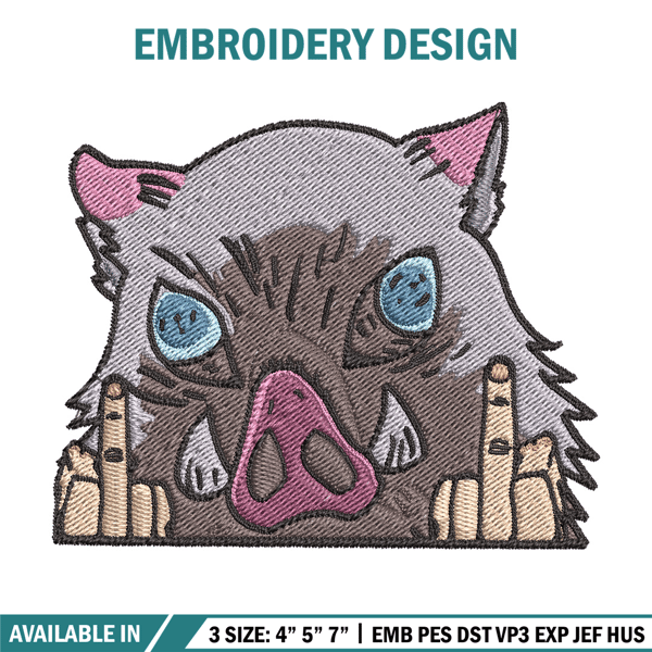 Inosuke boar embroidery design, Inosuke embroidery, Anime design, Embroidery shirt, Embroidery file,Digital download.jpg